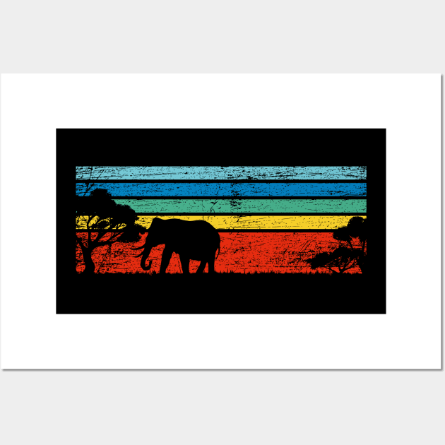 Elephant Animal Wildlife Retro Elephants Wall Art by ShirtsShirtsndmoreShirts